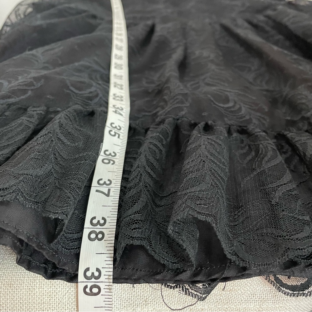 Vintage Black Lace Ruffle High Neck Drop Waist Whimsy Goth Romantic Dress - Picture 15 of 16